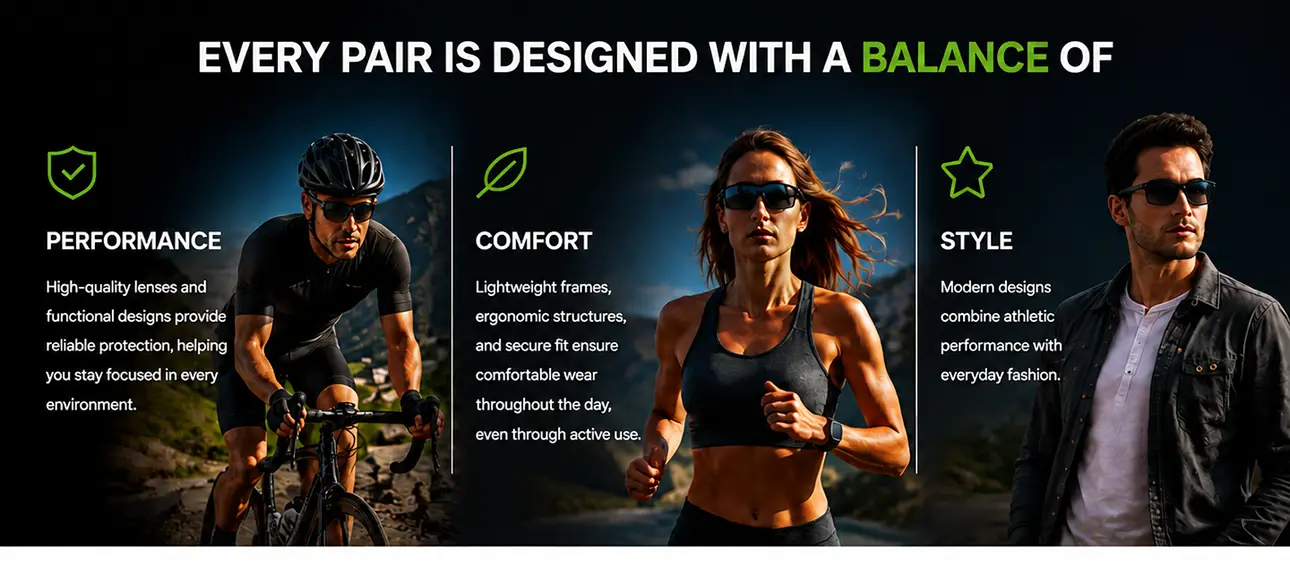 Performance premium sunglasses for active lifestyles